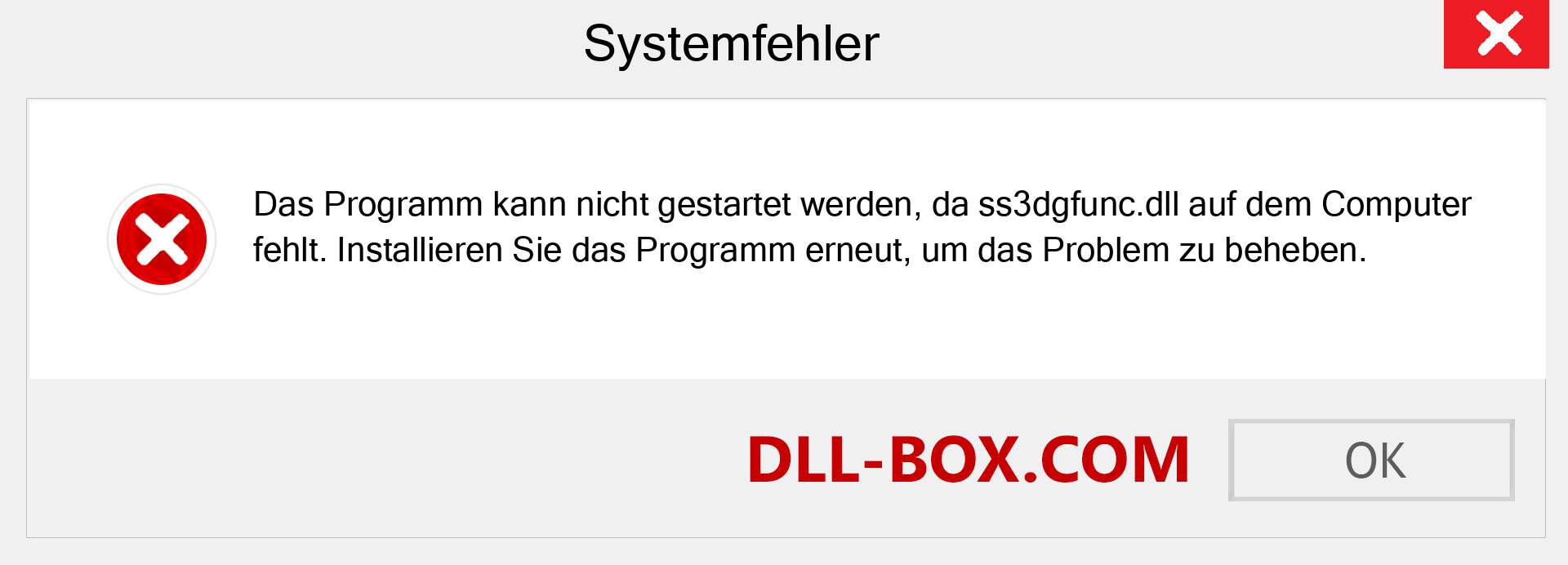 ss3dgfunc.dll-Datei fehlt?. Download für Windows 7, 8, 10 - Fix ss3dgfunc dll Missing Error unter Windows, Fotos, Bildern