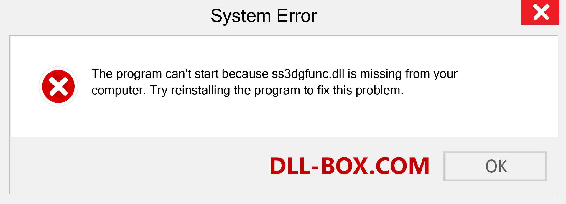  ss3dgfunc.dll file is missing?. Download for Windows 7, 8, 10 - Fix  ss3dgfunc dll Missing Error on Windows, photos, images
