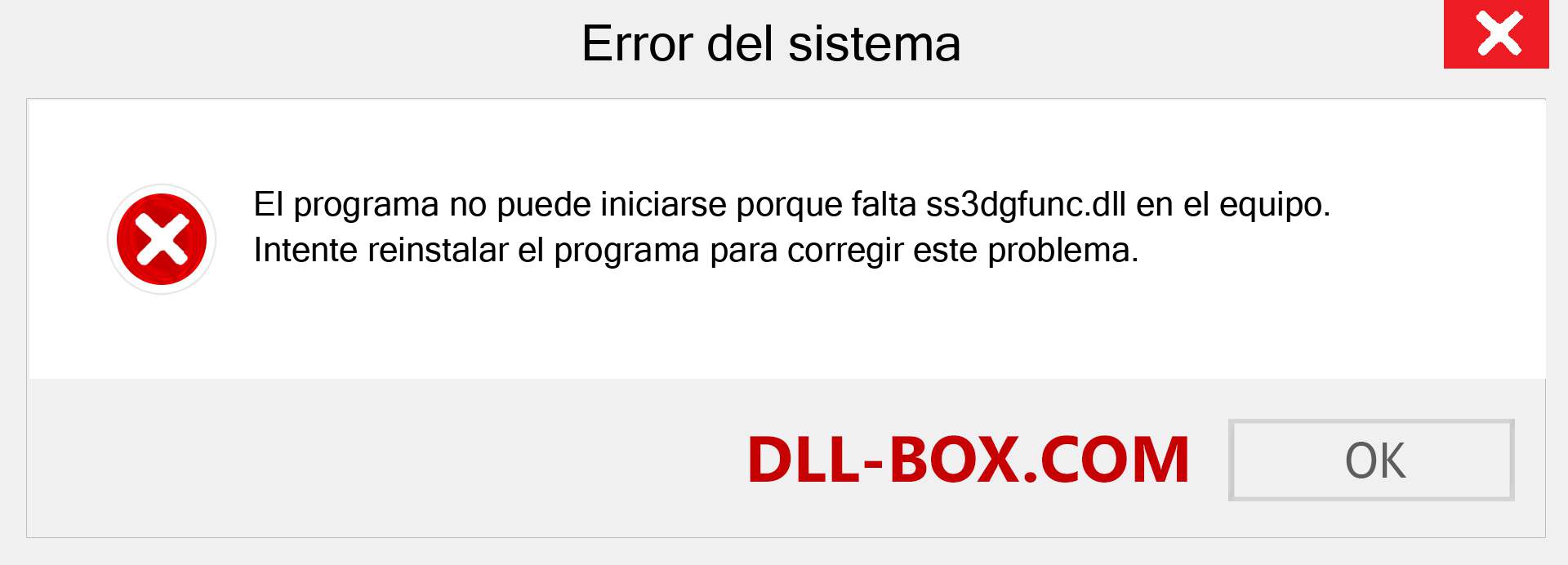 ¿Falta el archivo ss3dgfunc.dll ?. Descargar para Windows 7, 8, 10 - Corregir ss3dgfunc dll Missing Error en Windows, fotos, imágenes